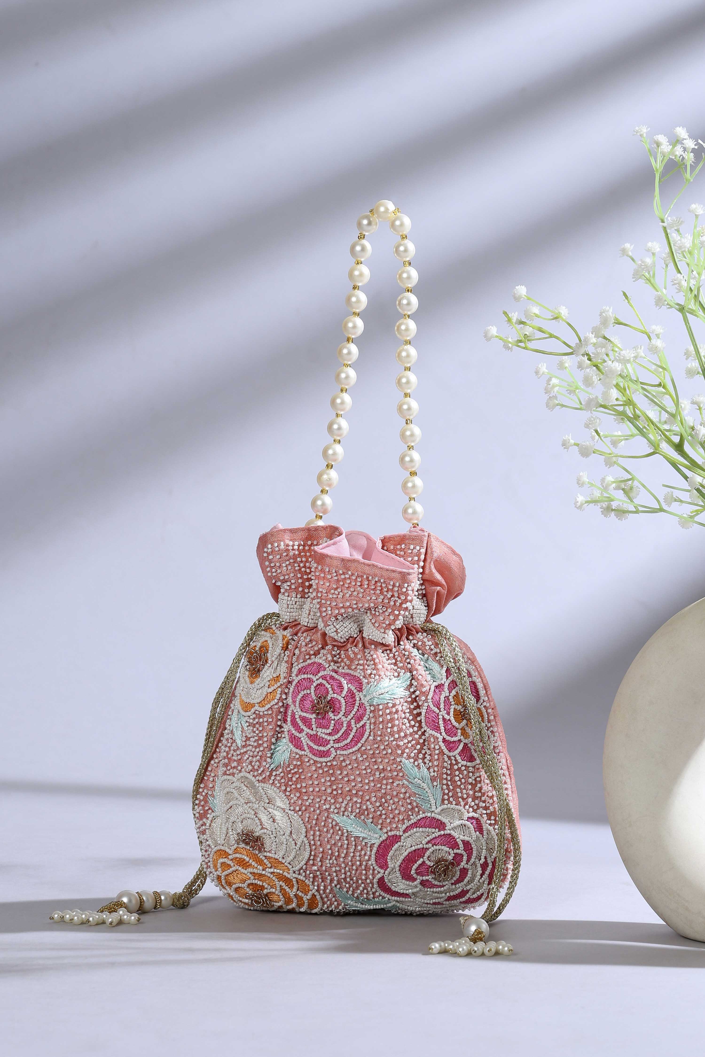 Pink Fabric Potli Bag image number 0