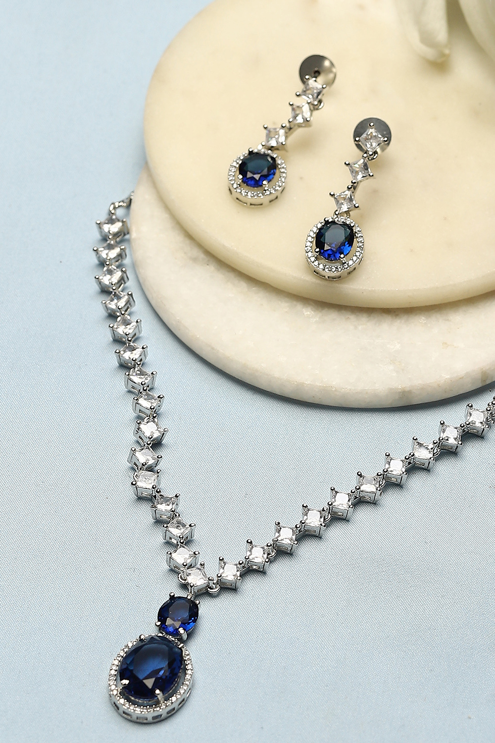 Navy Blue Embellished Necklace Set image number 4