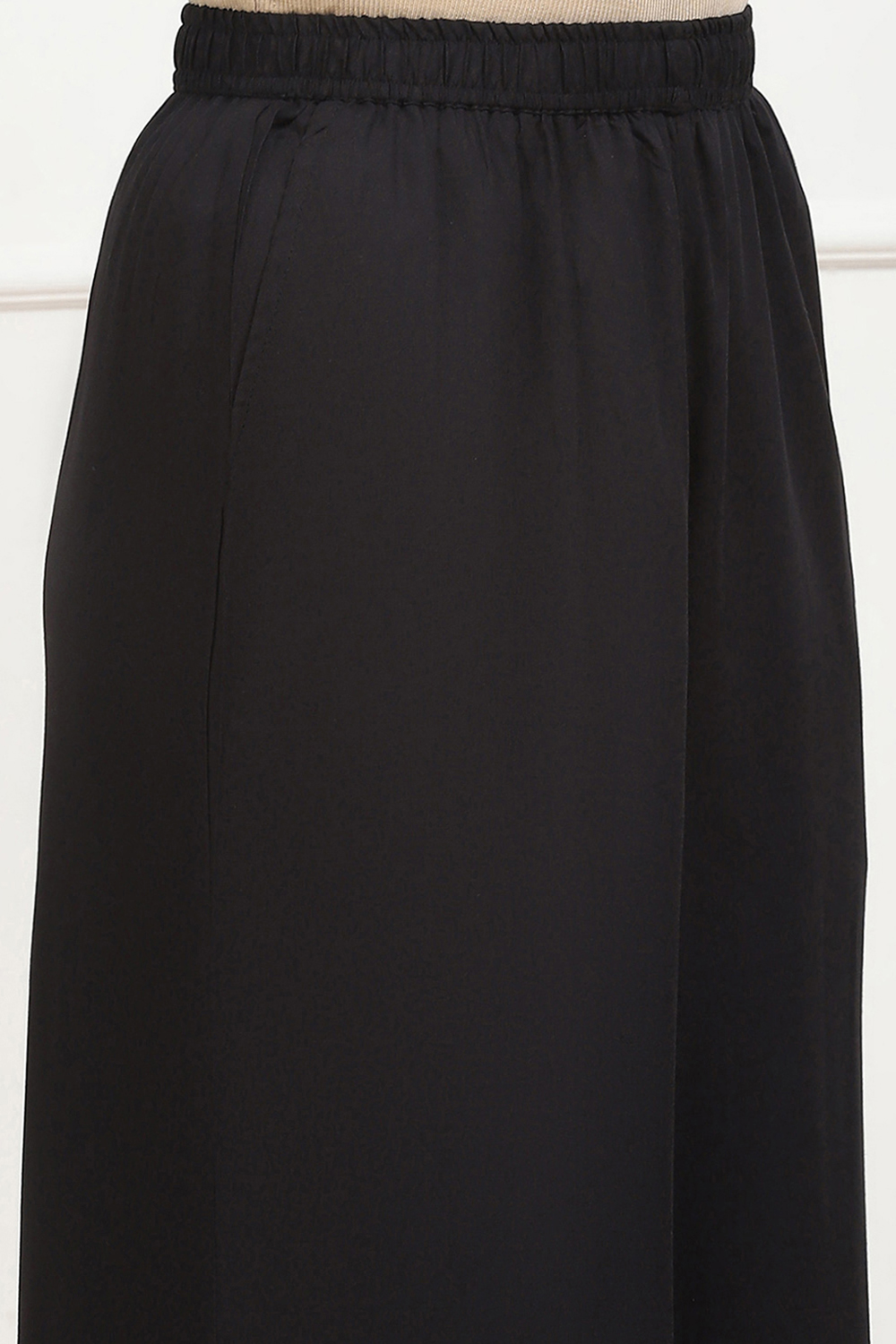 Navy Blue Viscose Solid Straight Palazzos image number 1