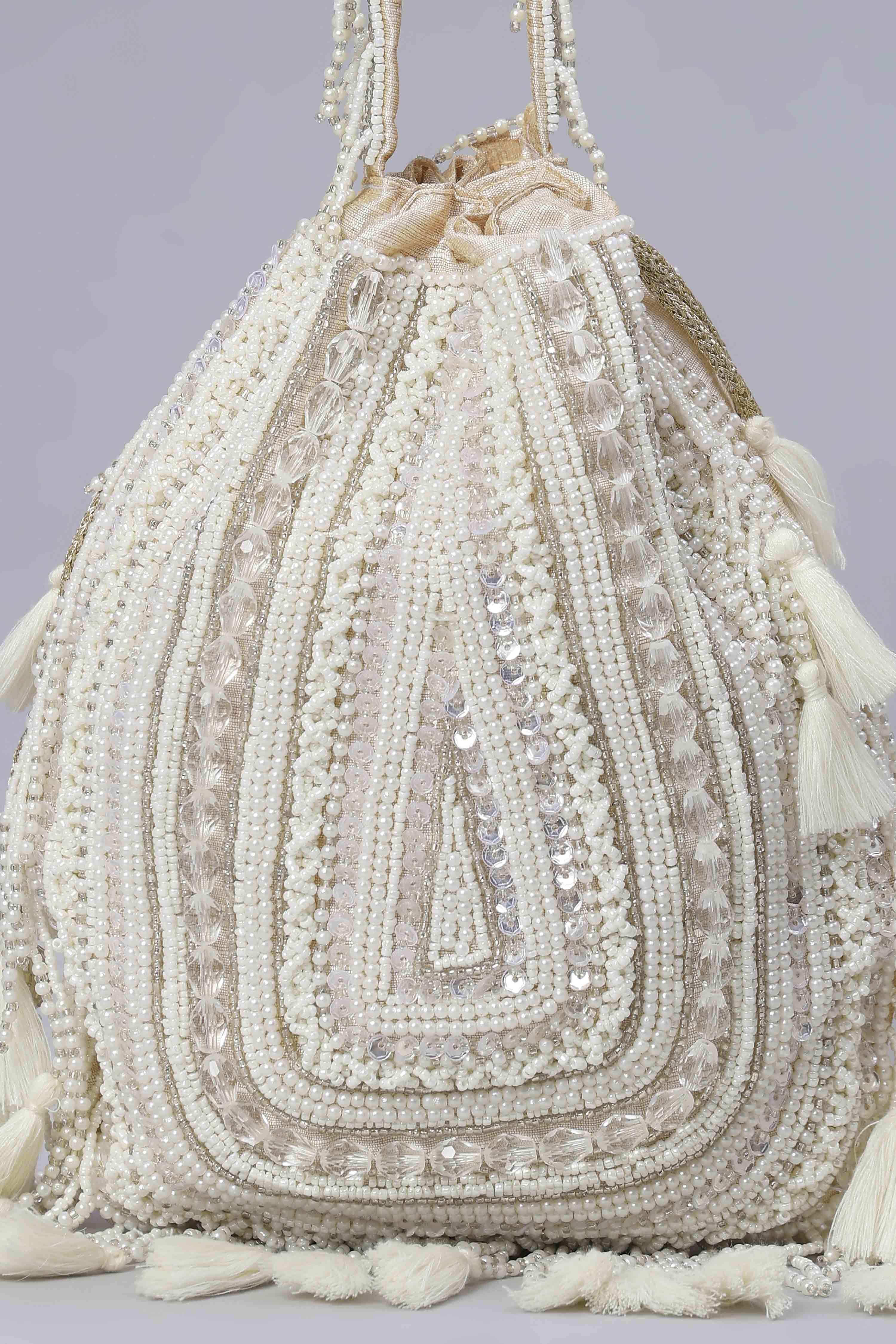 Cream Fabric Potli Bag image number 6