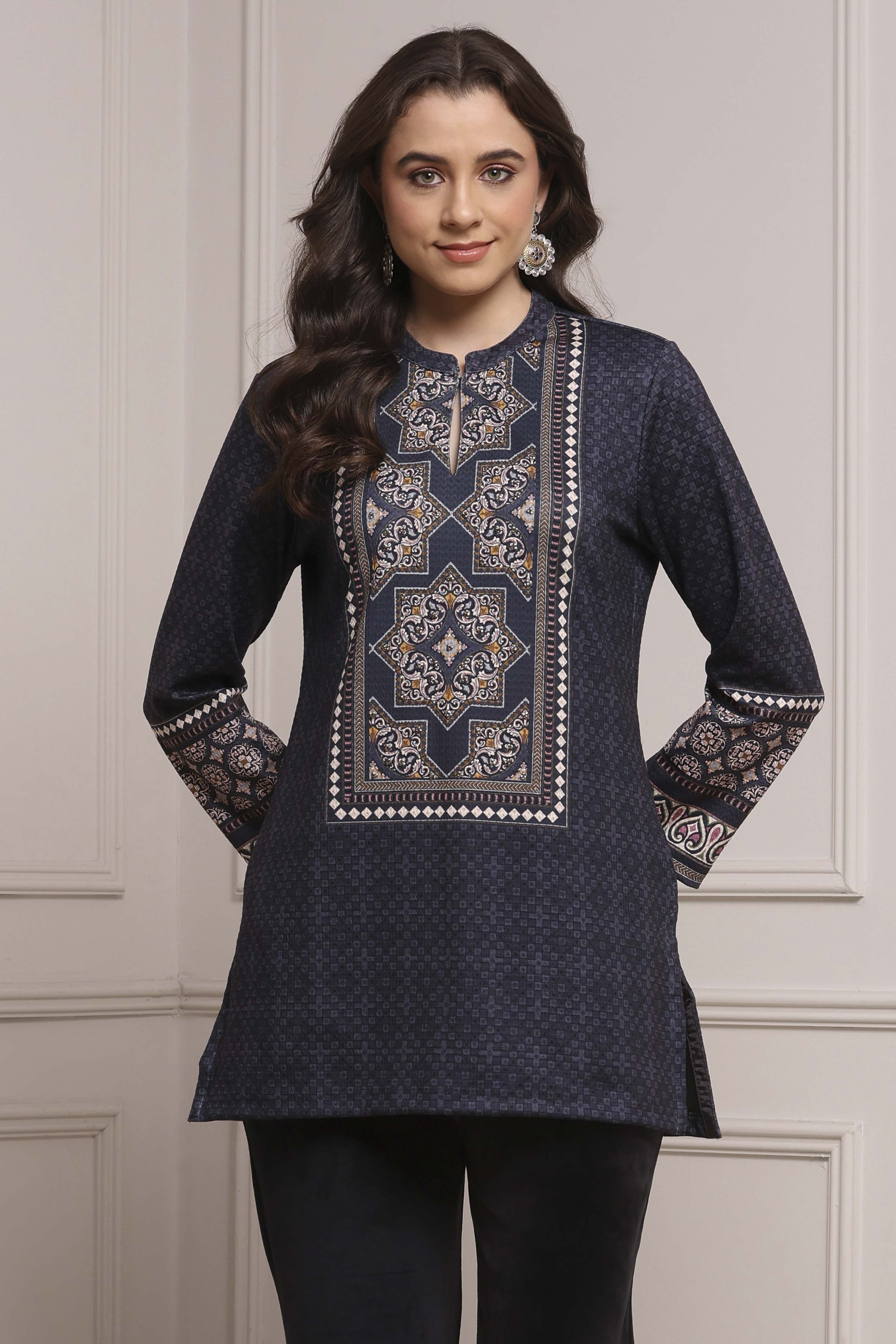 Pink Polyester Printed Kurta image number 5