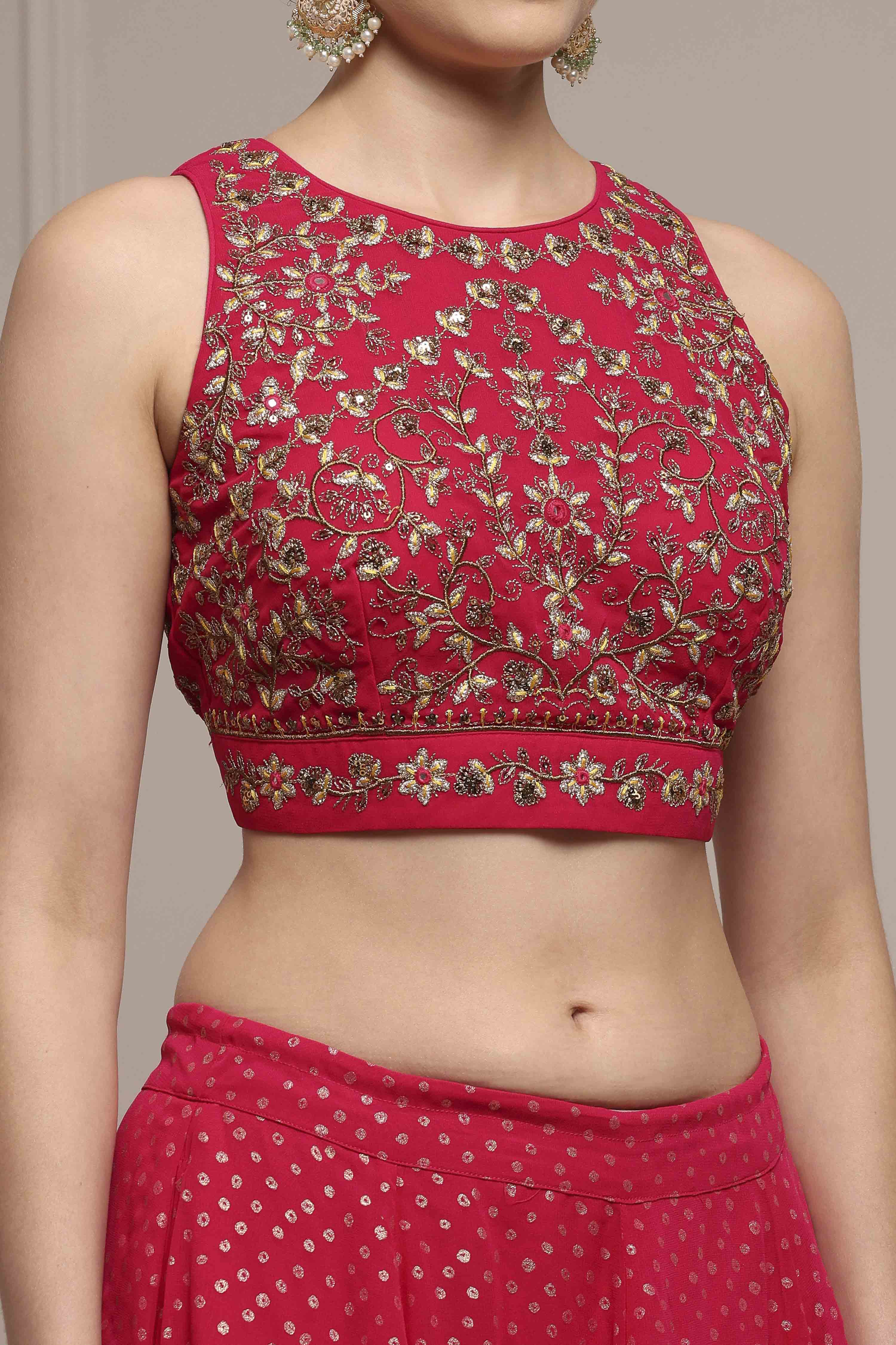 Fuchsia Polyester Printed Lehenga Set image number 1