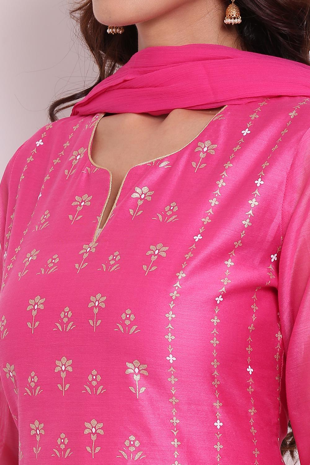 Green Straight Kurta Palazzo Suit Set image number 1