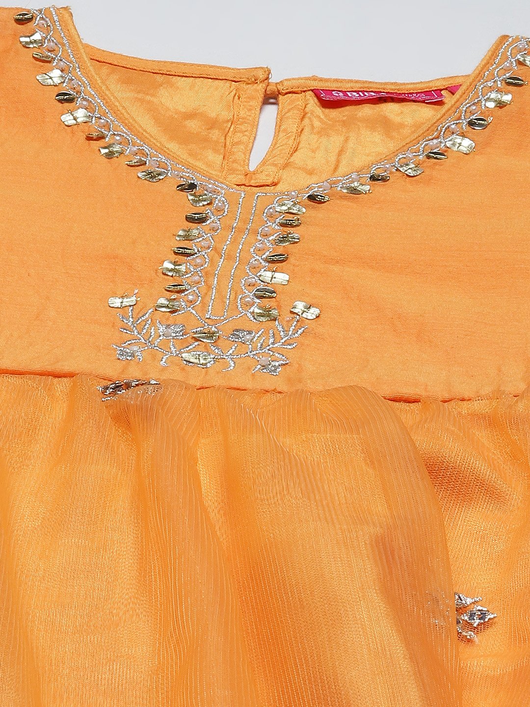 Orange Art Silk A-Line Straight Kurta Palazzo Suit Set image number 1