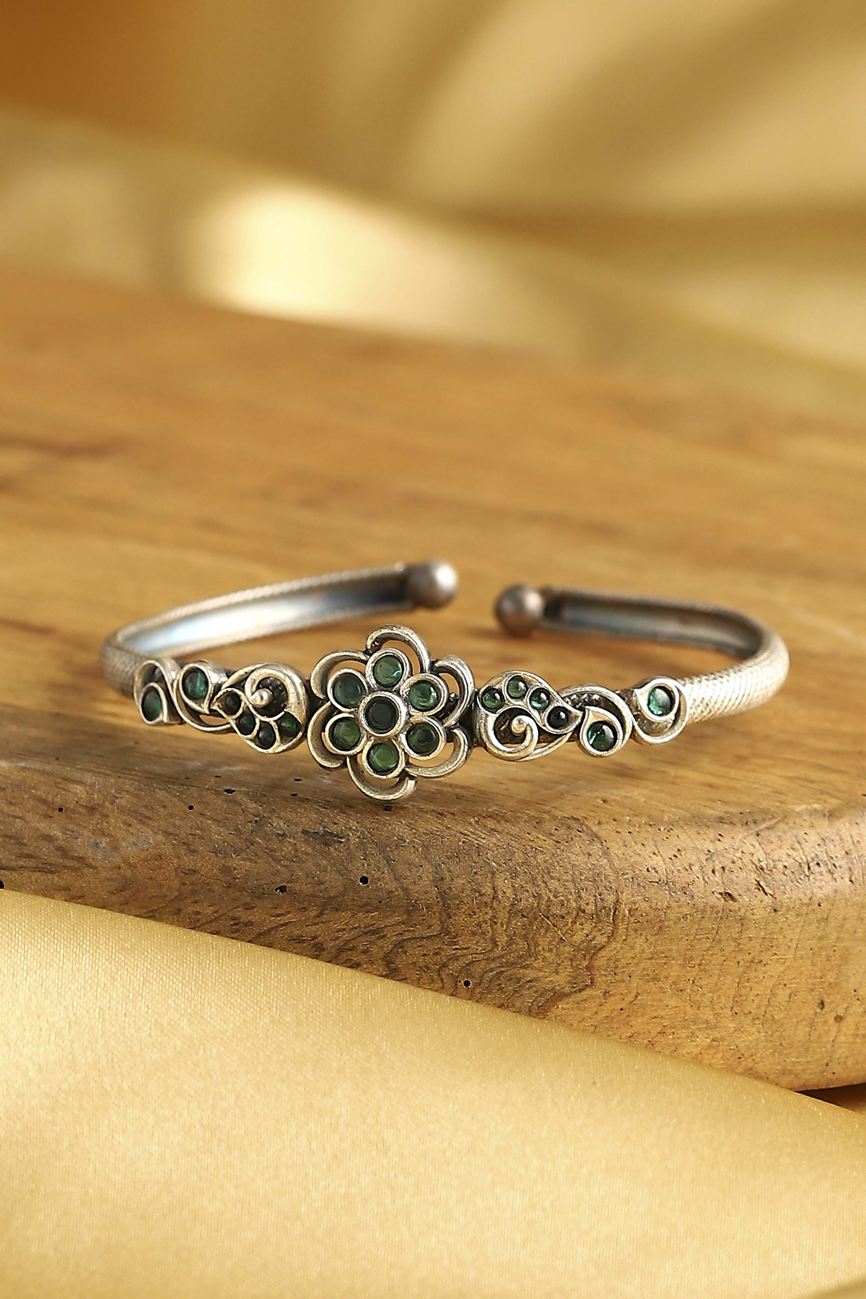 Green Brass Oxidised Bangles image number 0