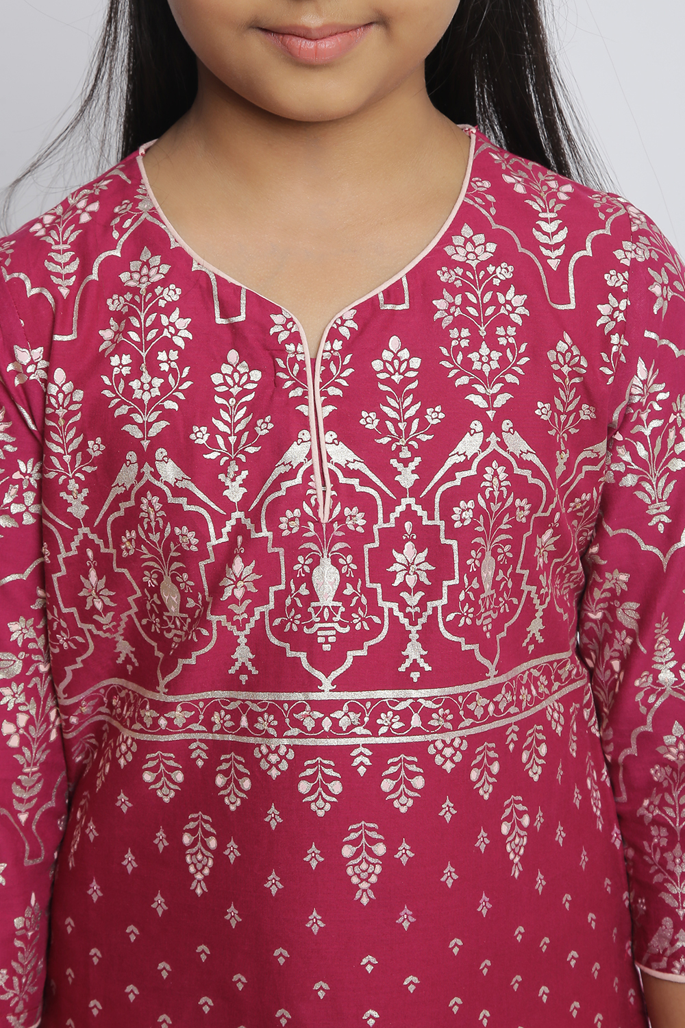 Blue and White Cotton Printed Straight Suit Set image number 1