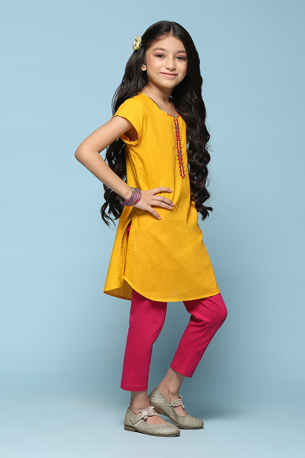 Blue Cotton Straight Solid Kurta Set image number 5