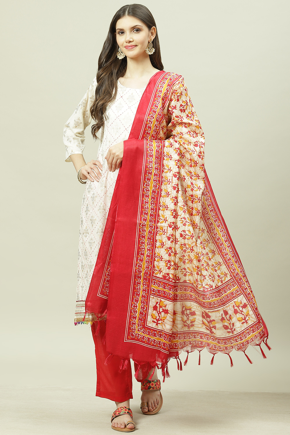 Maroon Cotton Machine Embroidered Unstitched Suit Set image number 0