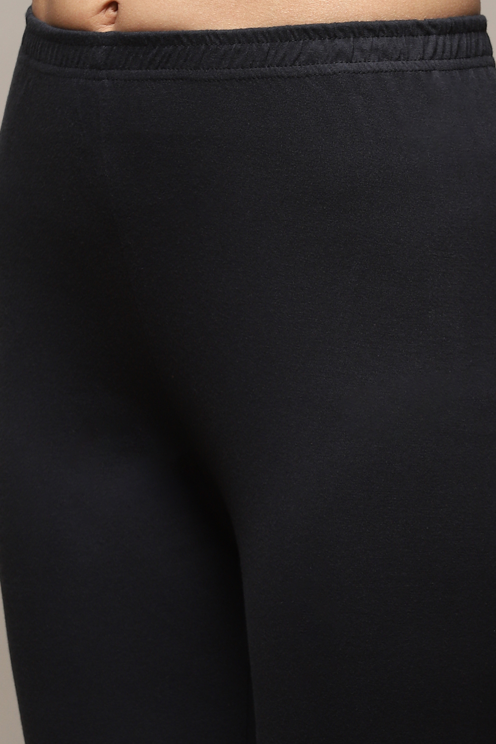 Black Cotton Straight Kurta Churidar Suit Set image number 2