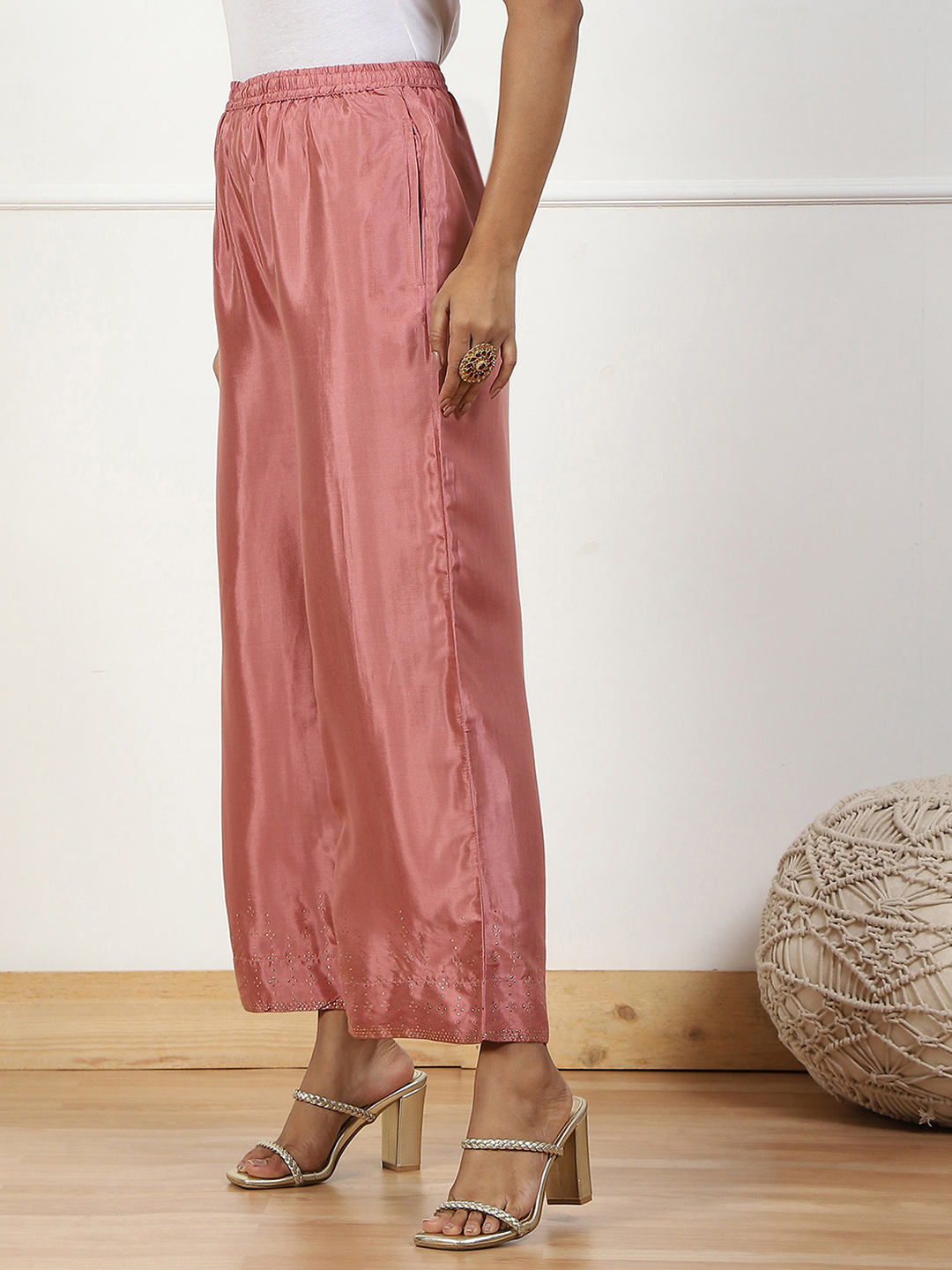 Mint Green Shantoon Straight Palazzo image number 2