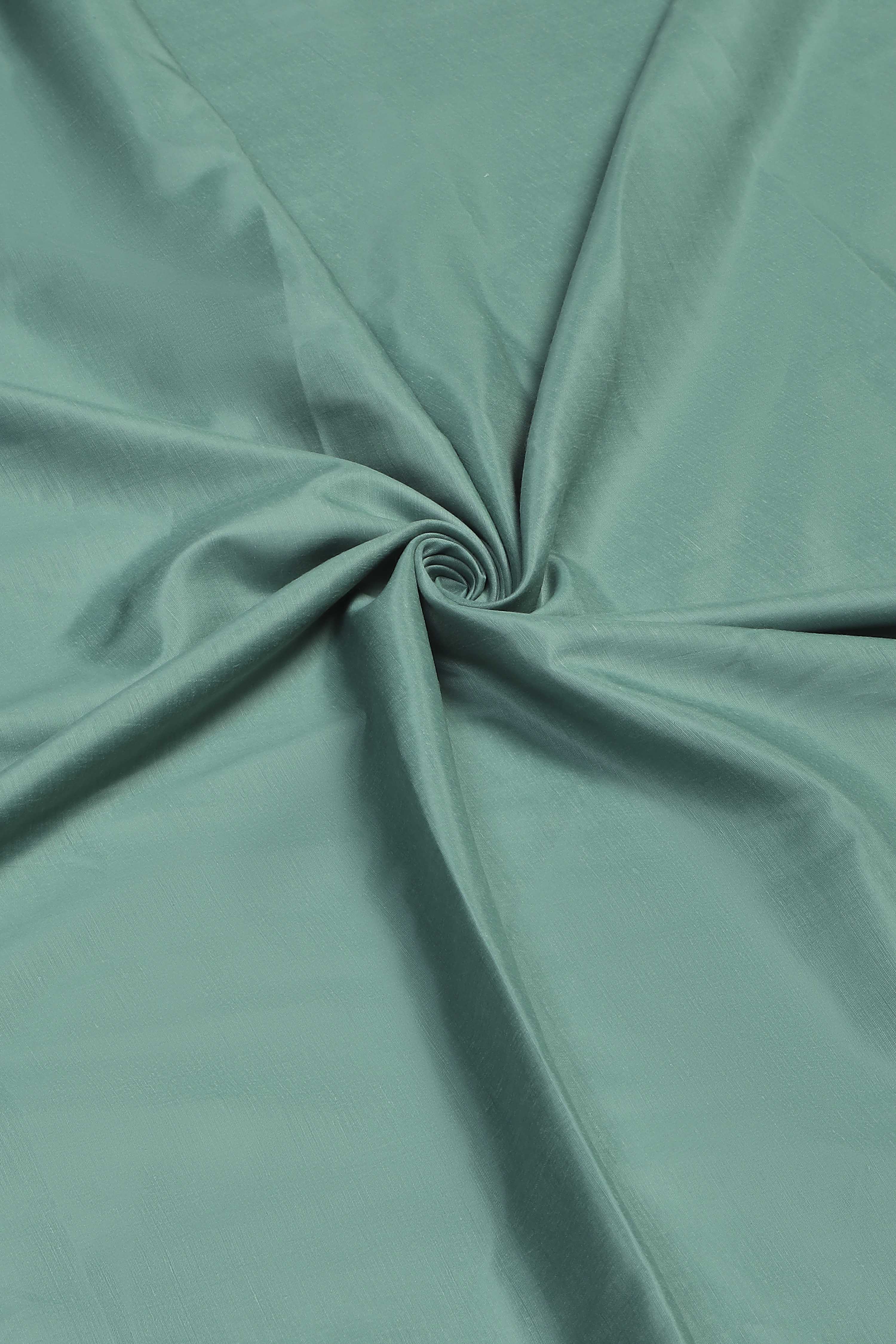 Teal Cotton Printed Embroidered Unstitched Suit Set image number 2