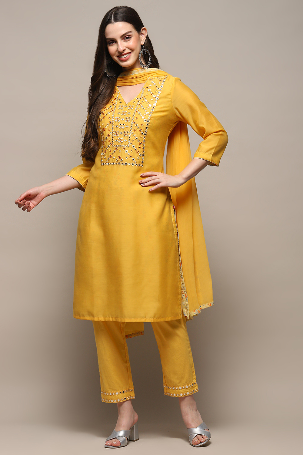 Powder Blue Cambric Narrow Kurta Pant Suit Set image number 7