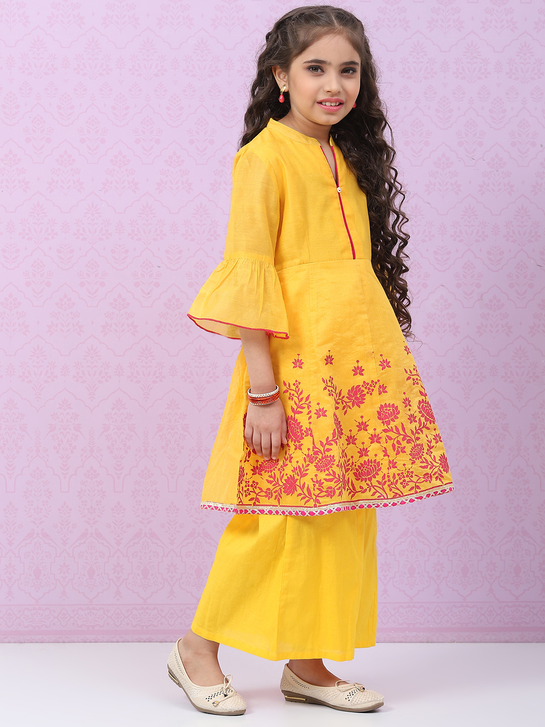 Blue Art Silk Flared Printed Top image number 5