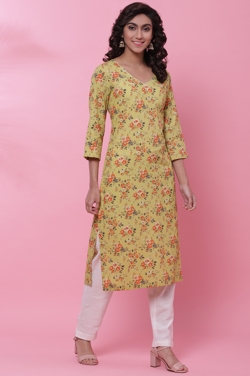 Cream Cotton Kurta image number 3