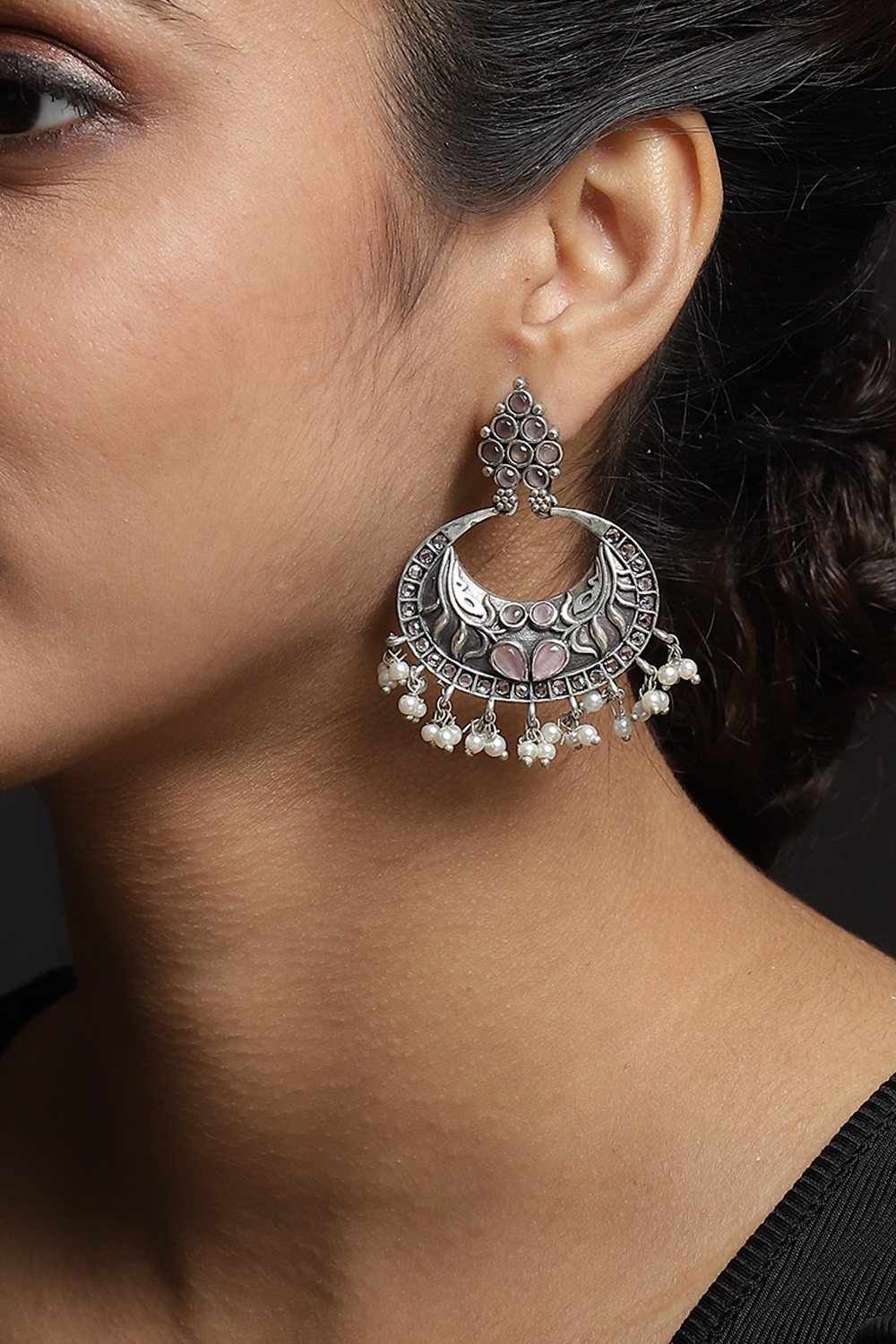 Light Purple Oxidised Chandbalis image number 3