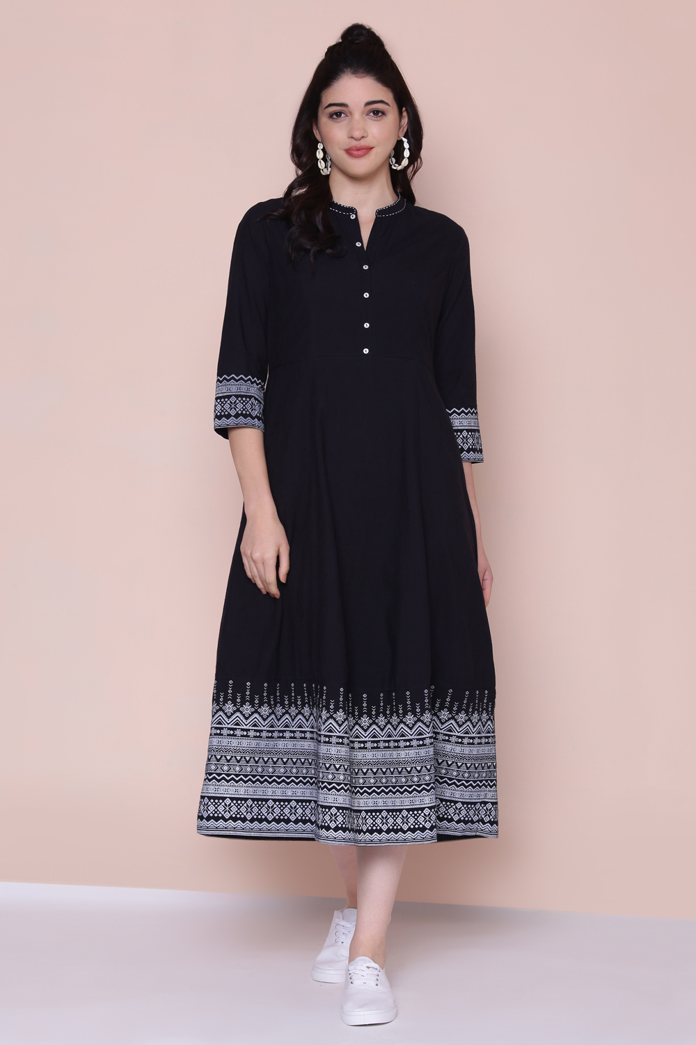 Blue Cotton A-line Dress image number 0