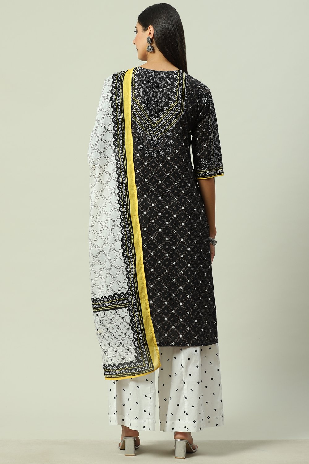 Blue Cotton Straight Kurta Flared Palazzo Suit Set image number 4