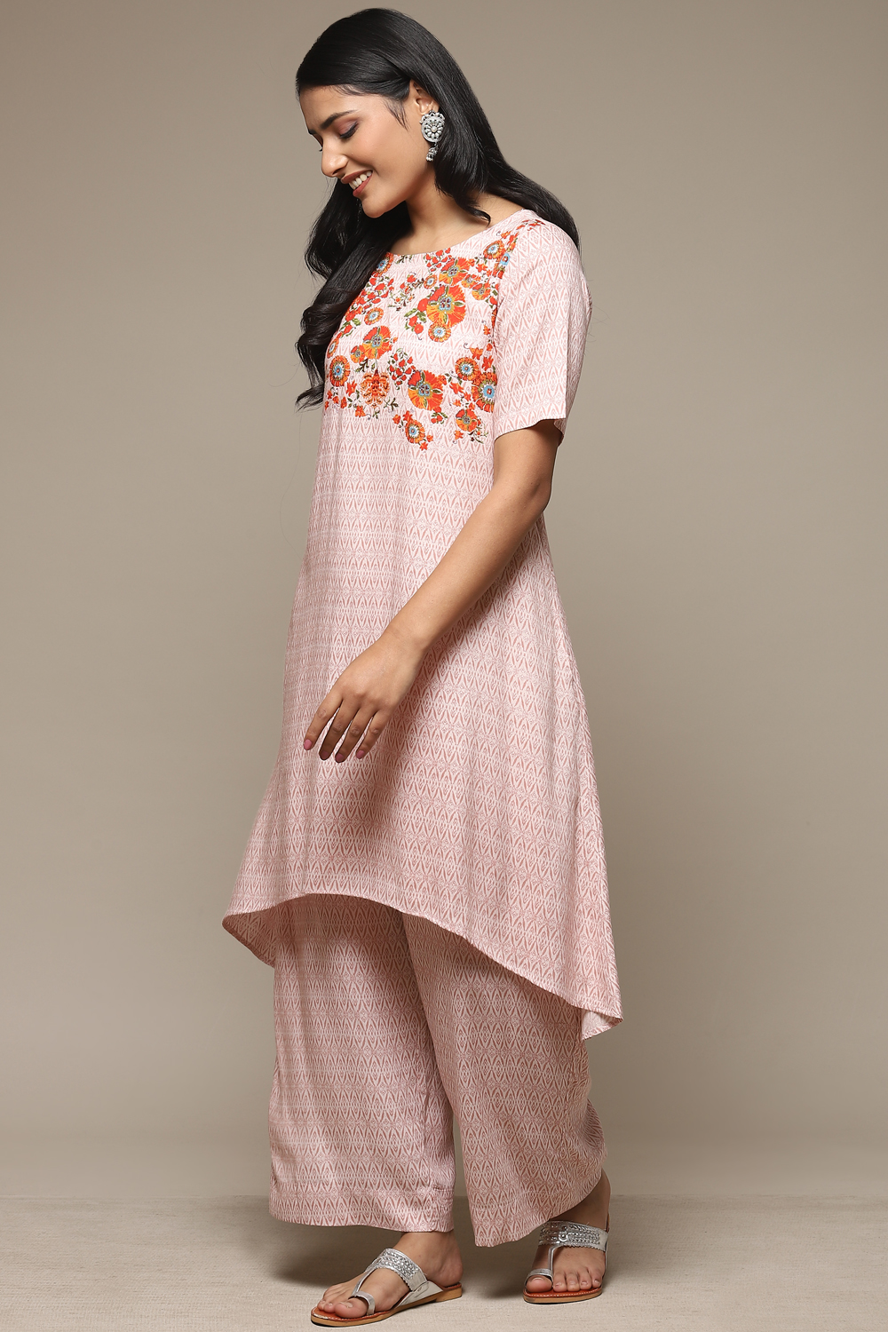 Indigo Rayon Asymmetric Kurta Palazzo 2 Piece Set image number 3