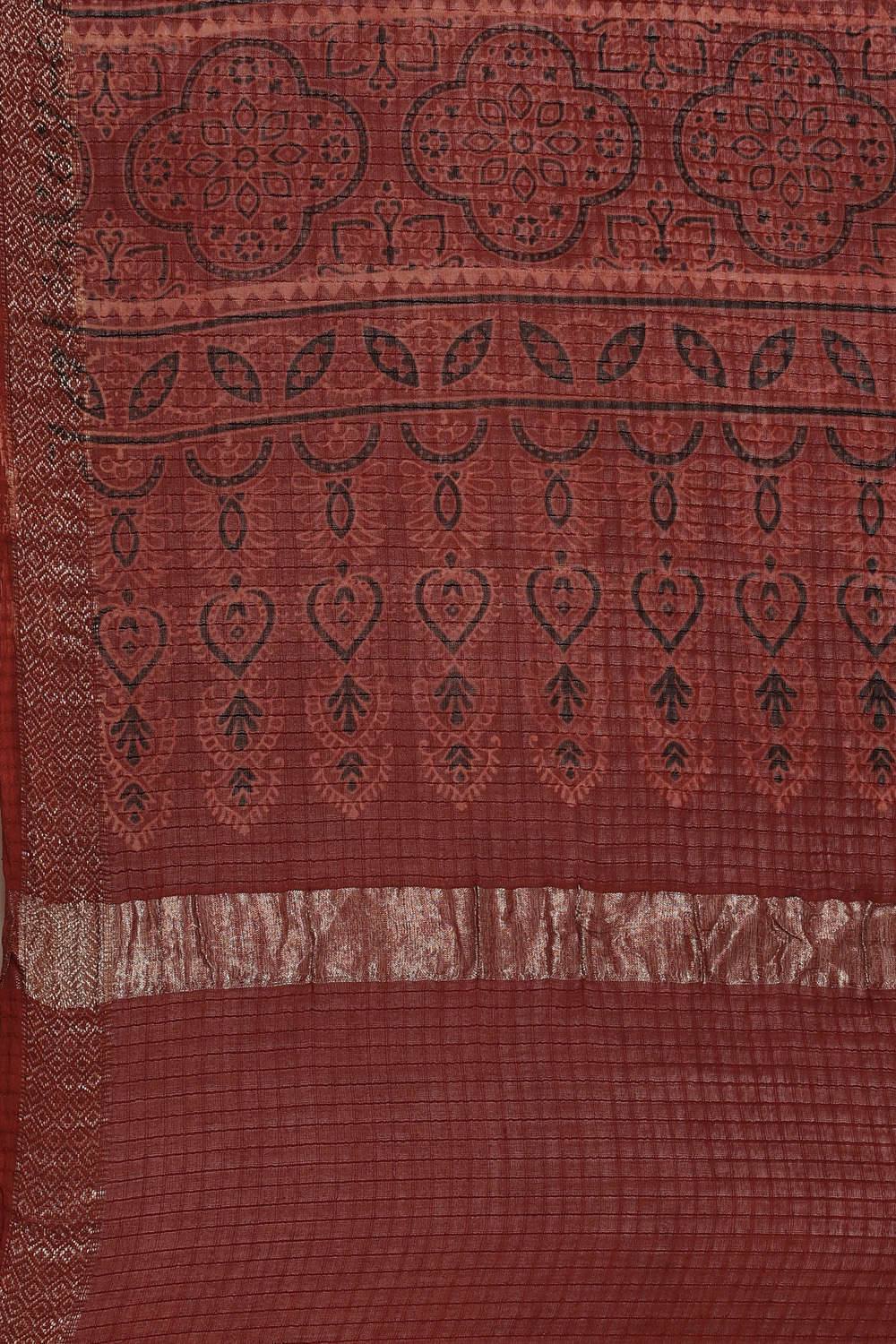 Beige Cotton Handloom Unstitched Suit Set image number 2