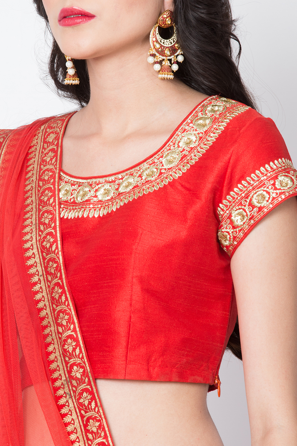 Red Art Silk Lehenga Set image number 1