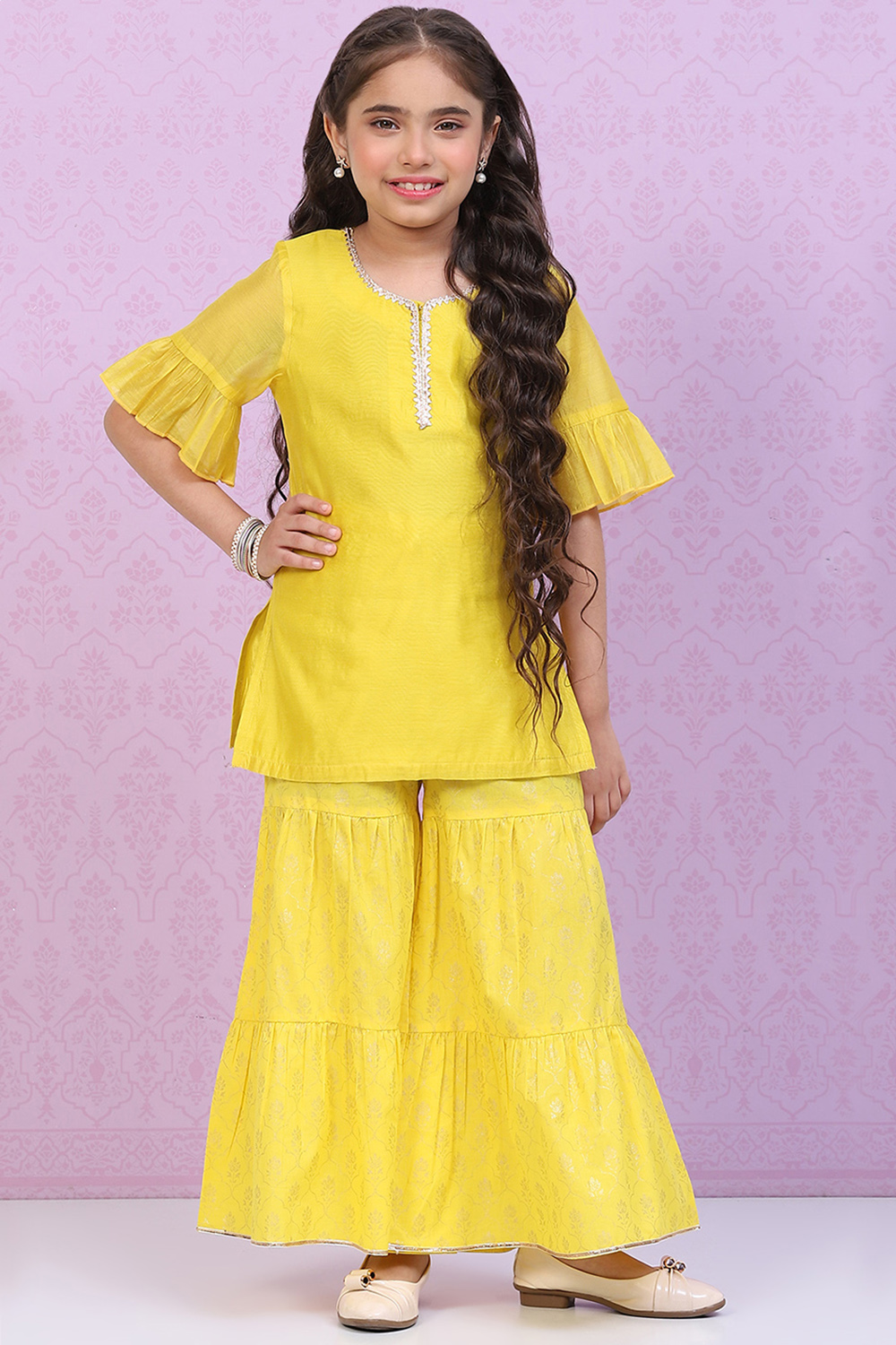 Yellow Art Silk Straight Kurta Set image number 0