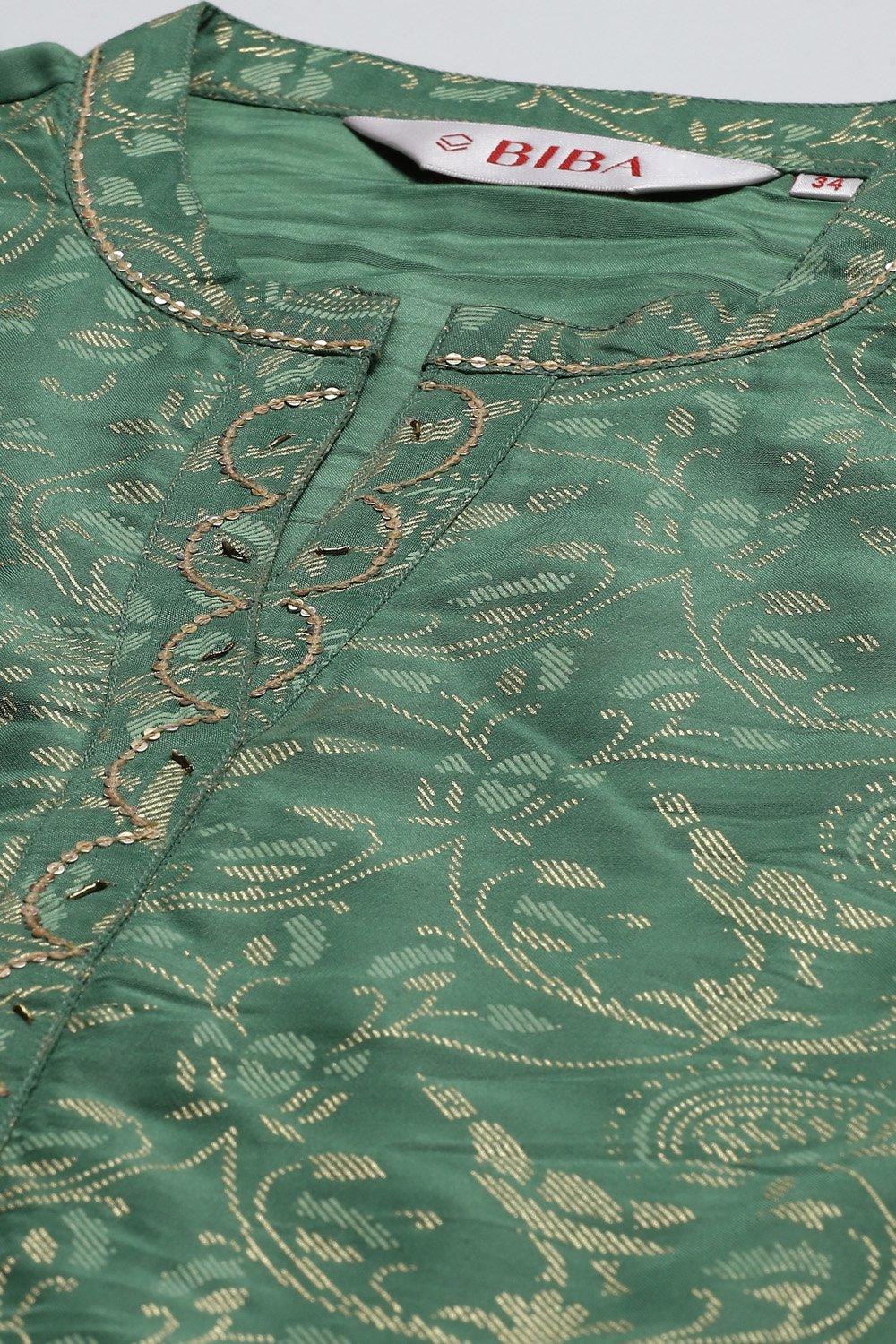 Green Printed Straight Kurta Dhoti Salwar Suit Set image number 1