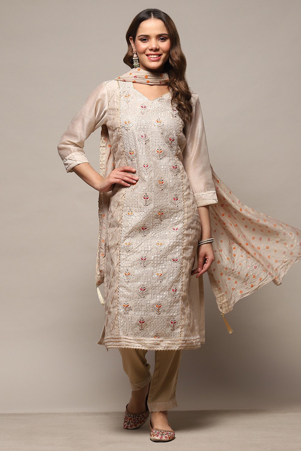 Pink Modal Unstitched Suit Set image number 1