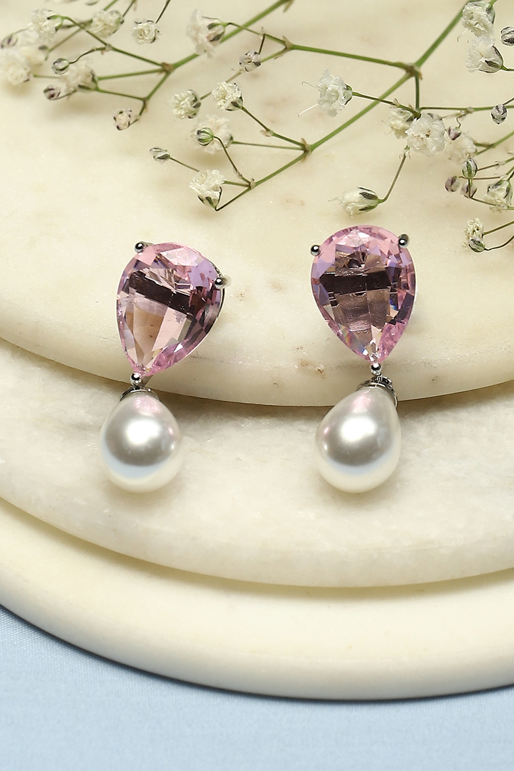 Light Pink Brass Danglers image number 0