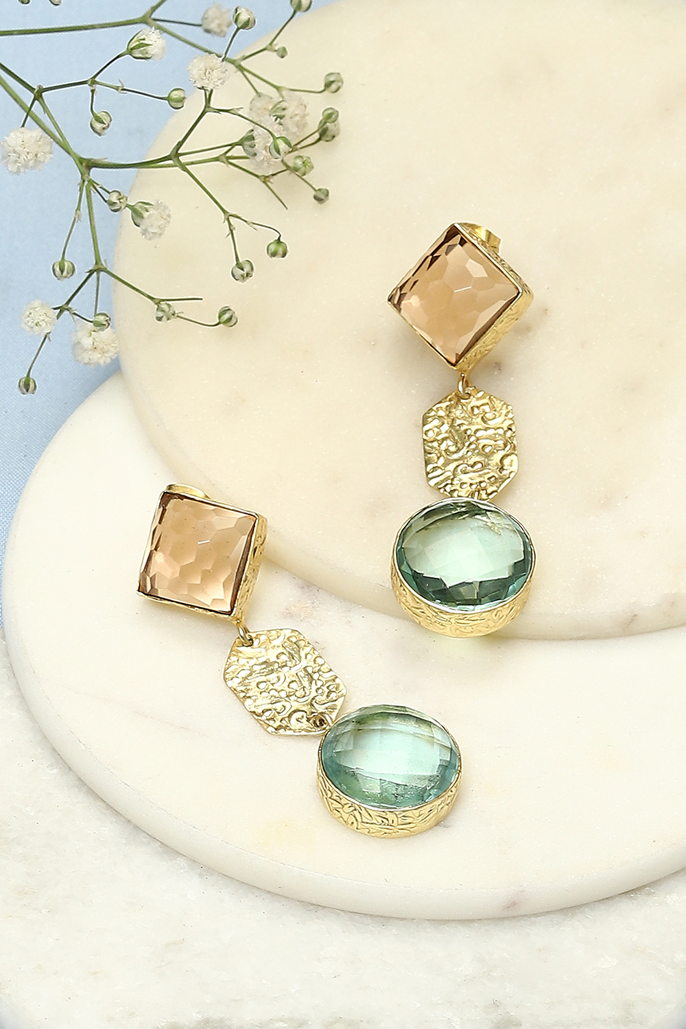 Brown Green Brass Earrings image number 0