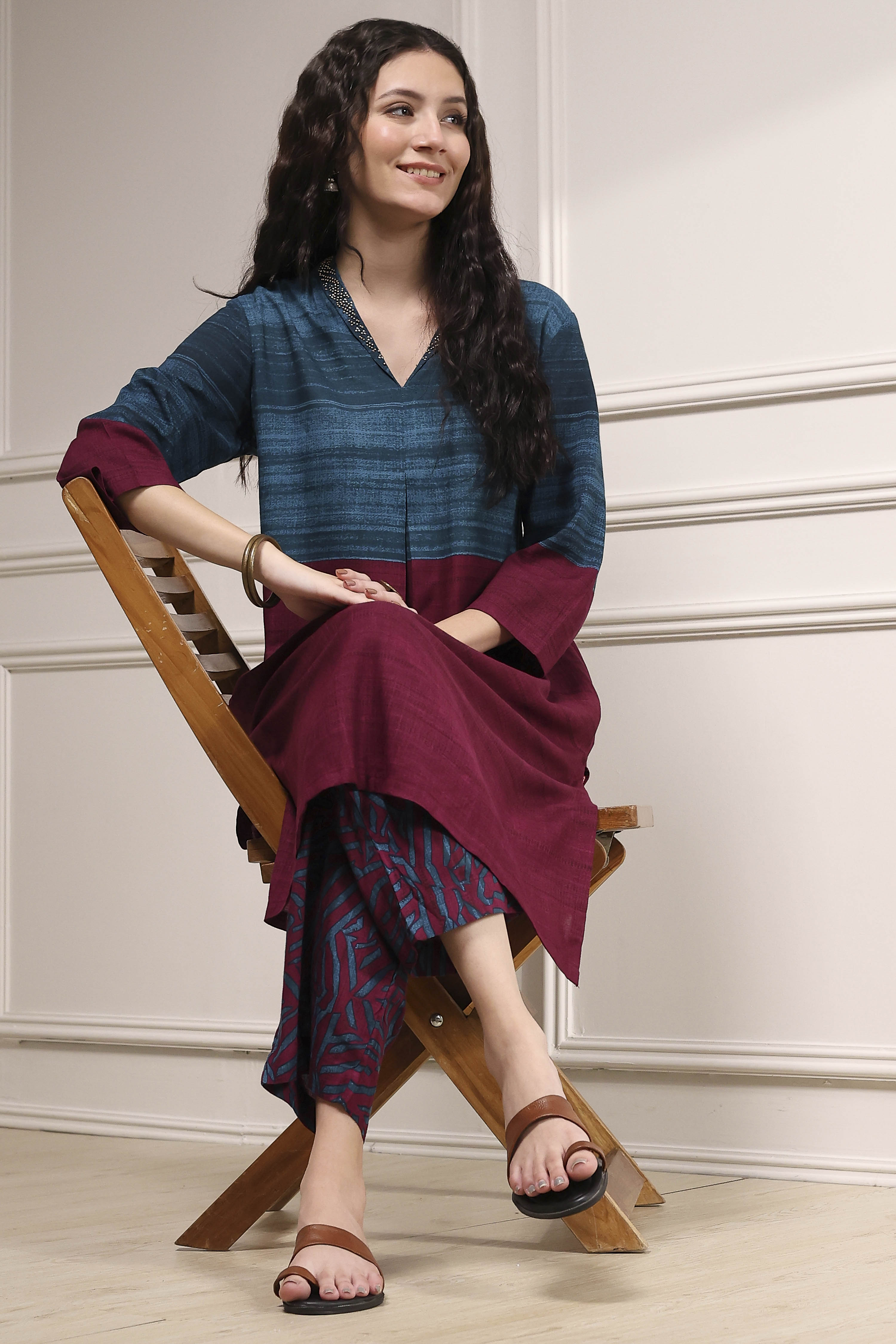 Teal Viscose Rayon Straight Printed Kurta Pants Set image number 0