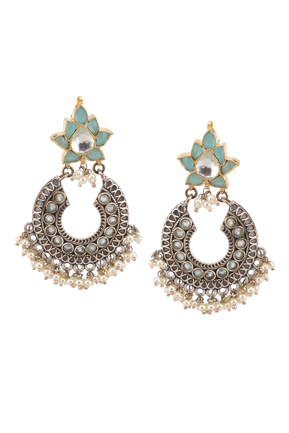 Oxidized And Turquoise Earrings image number 2