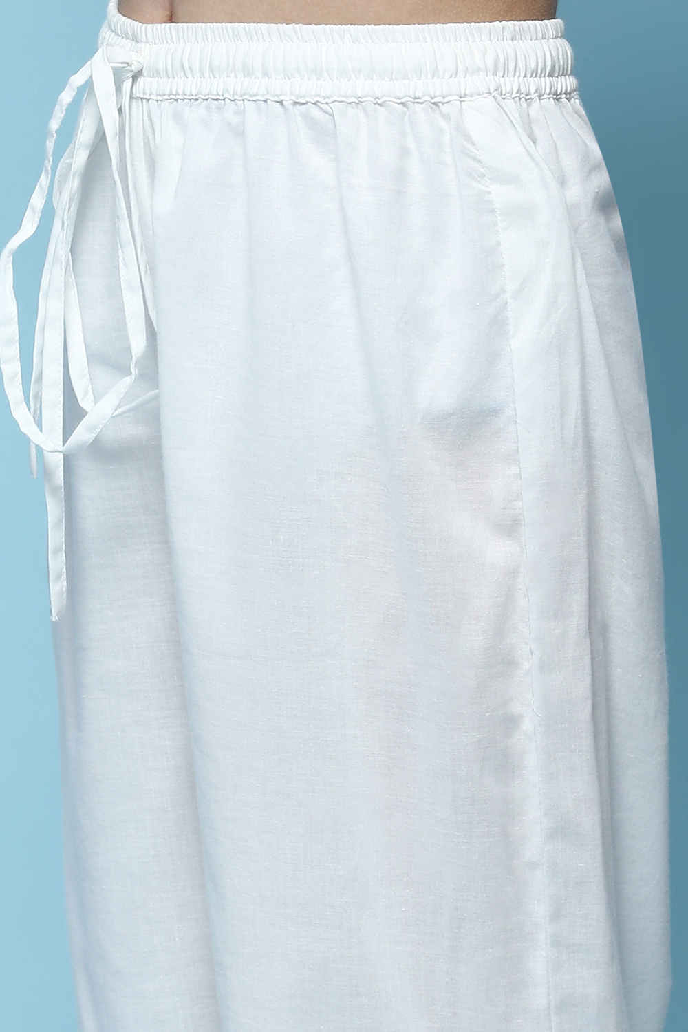 Orange Cotton Printed Flared Kurta White Palazzo & Dupatta image number 2