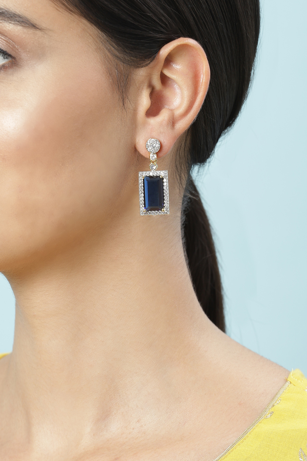 Navy Brass Earrings image number 1