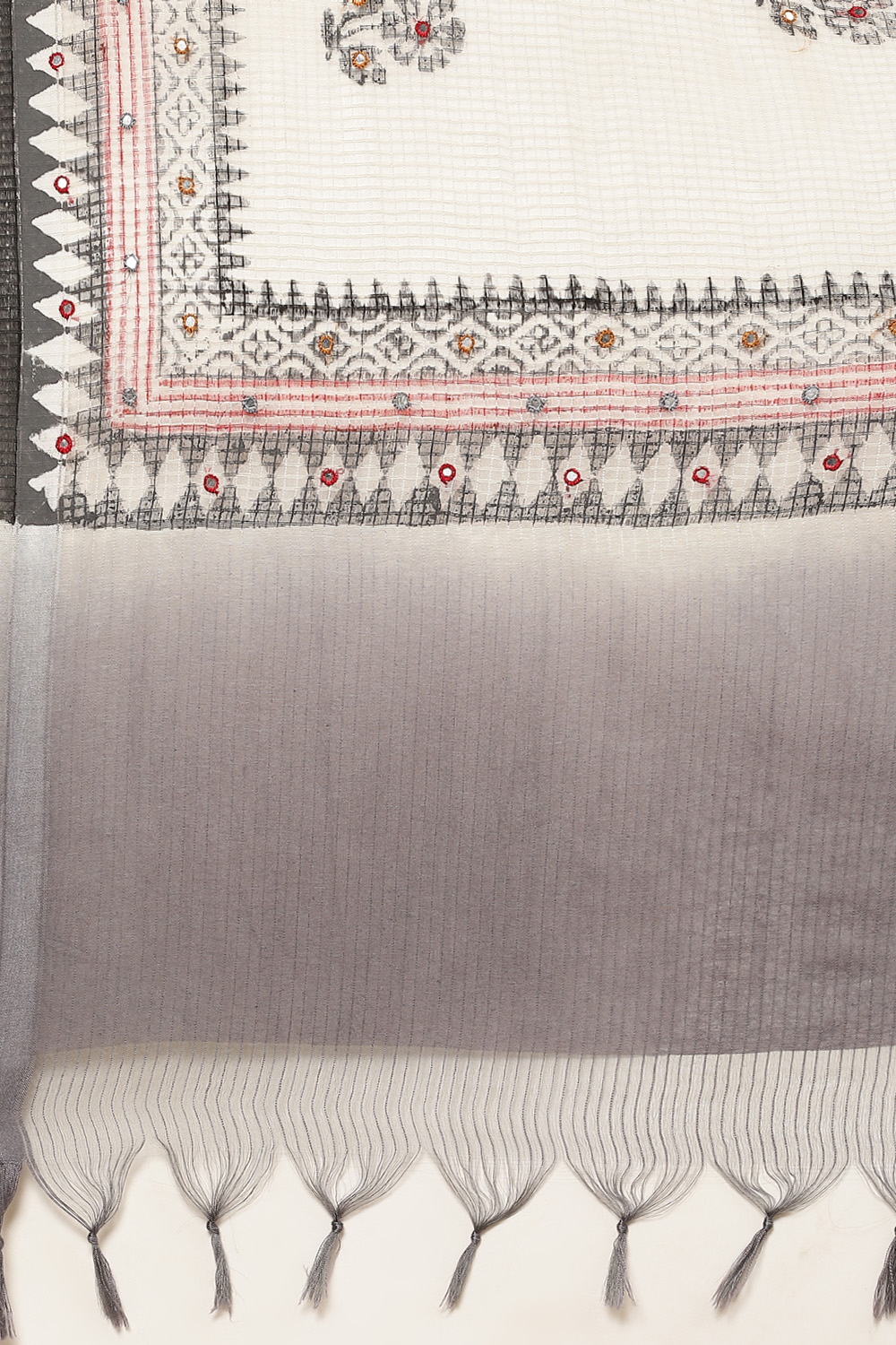 Off White Cotton Handloom Unstitched Suit Set image number 2