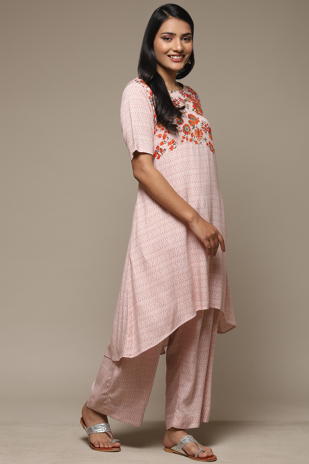 Indigo Rayon Asymmetric Kurta Palazzo 2 Piece Set image number 5