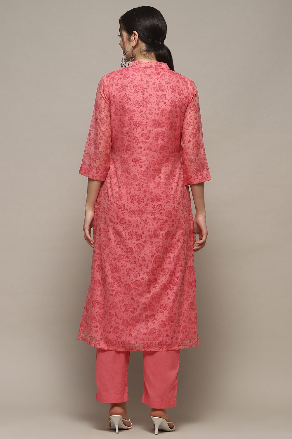 Pink Cotton Blend Unstitched Suit set image number 7