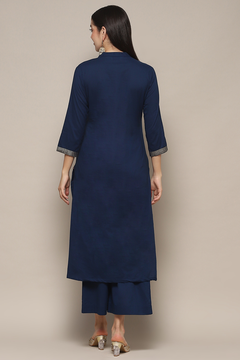 Deep Red Cambric Relaxed Kurta Palazzo Suit Set image number 5