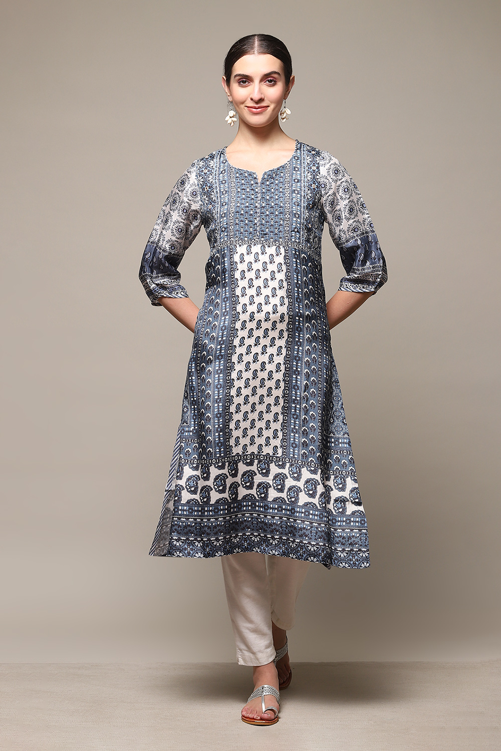 Ivory Viscose A Line Kurta image number 5