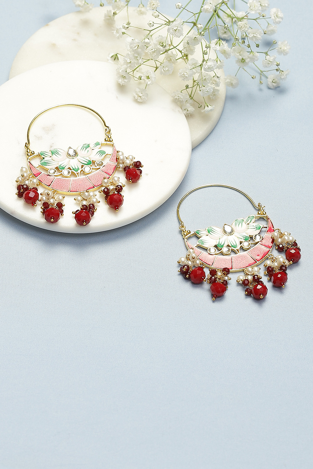 Maroon Alloy Earrings image number 0