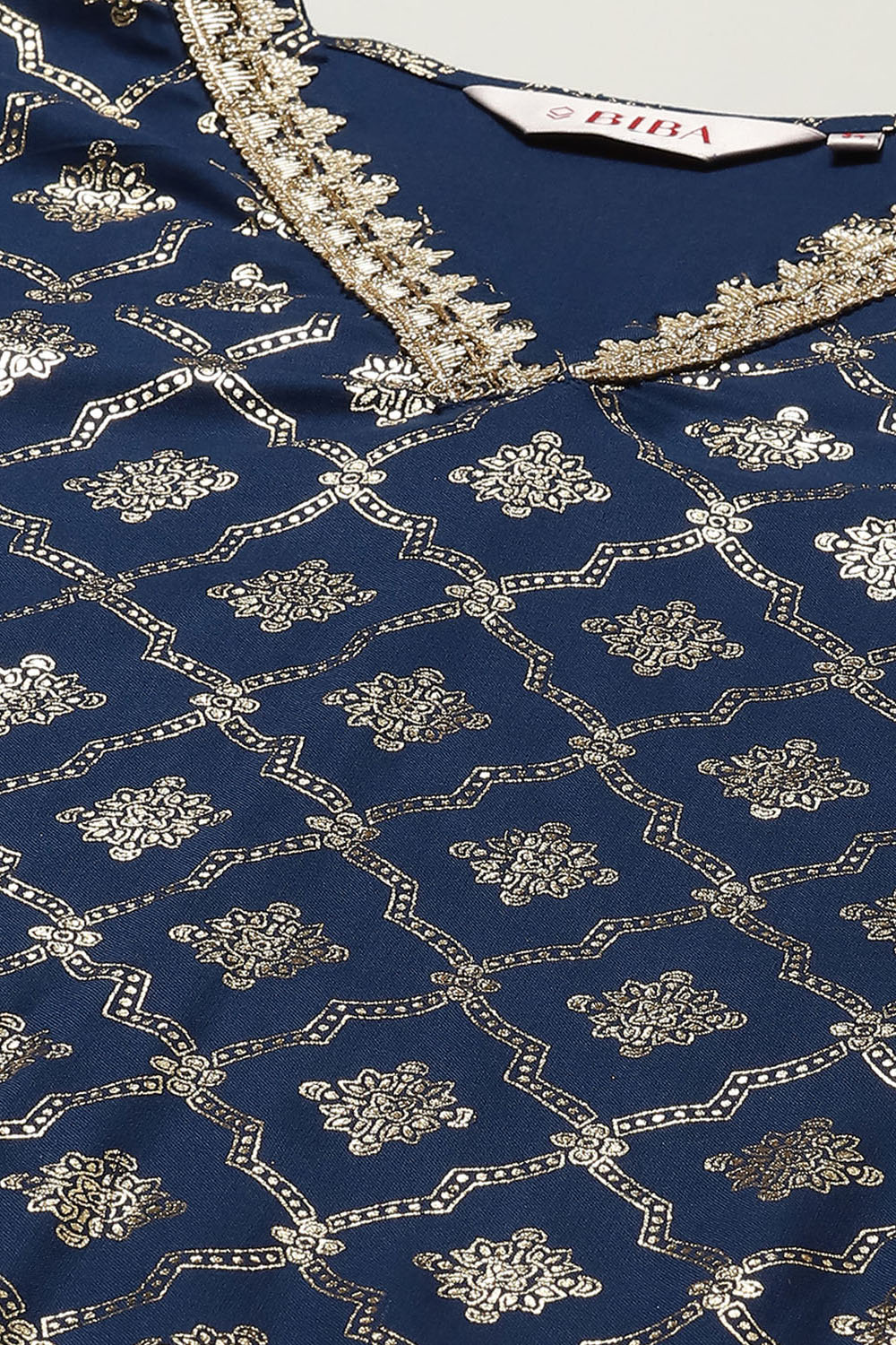 Blue Cotton Straight Printed Kurta Palazzo Suit Set image number 1