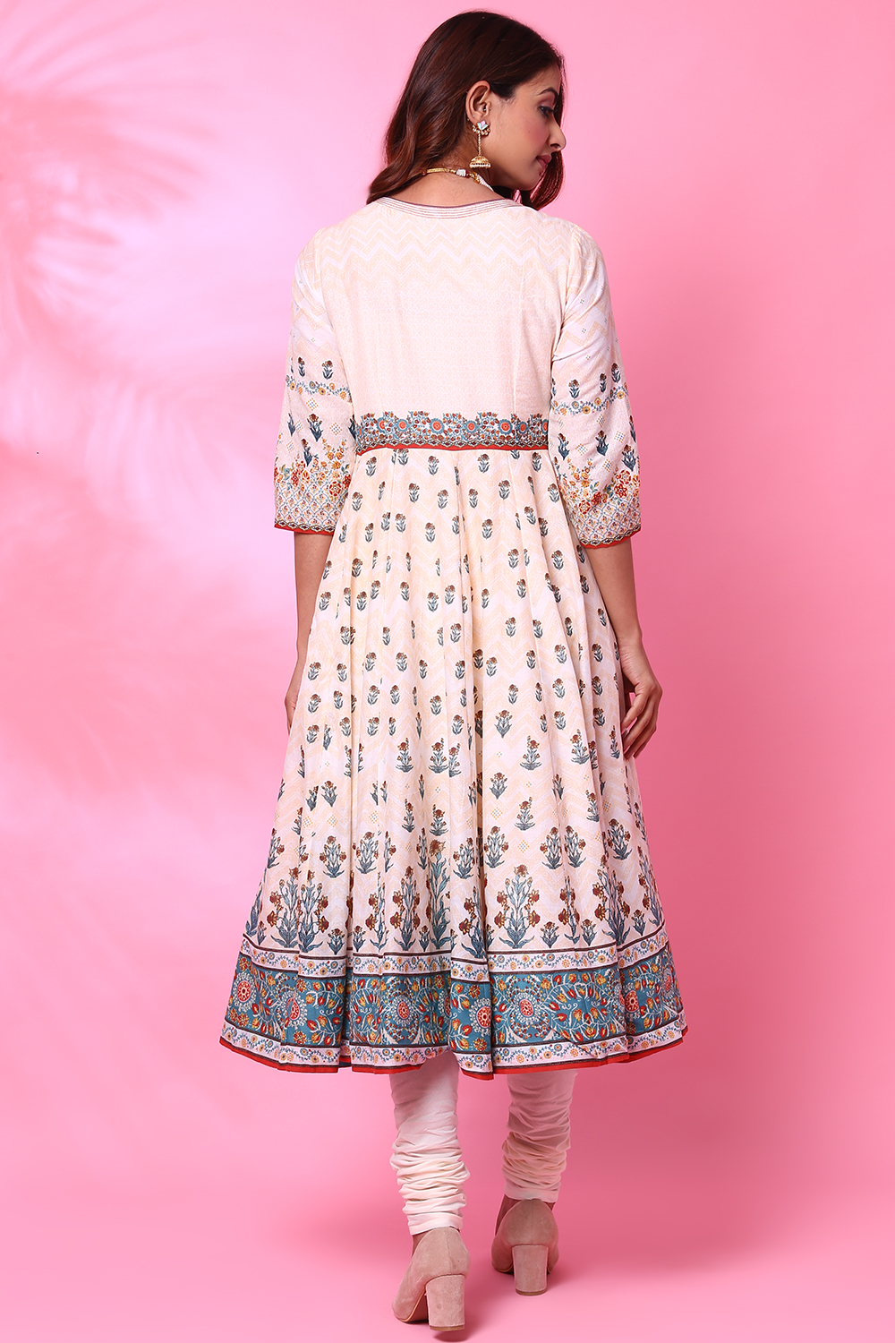 Yellow Cotton Anarkali Suit image number 8