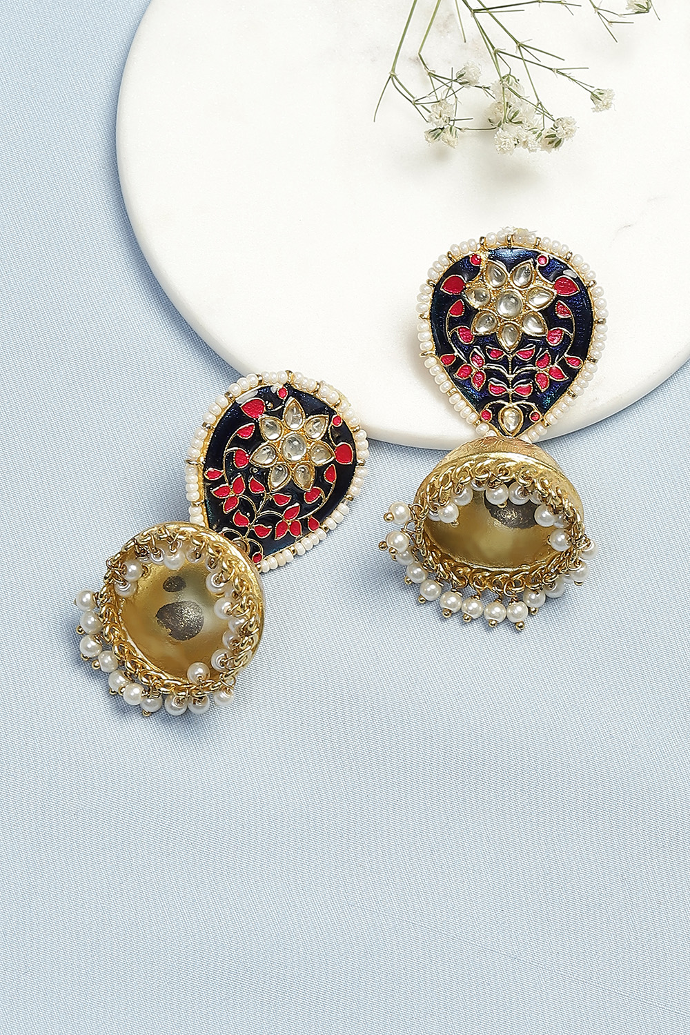 Navy Blue Alloy Earrings image number 0