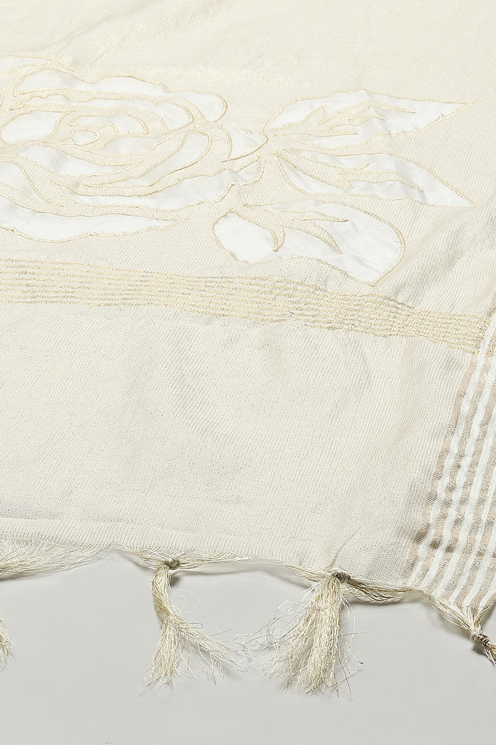 Off White Tissue Unstitched Suit set image number 4