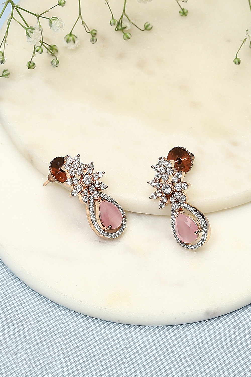 Light Pink Brass Earrings image number 0