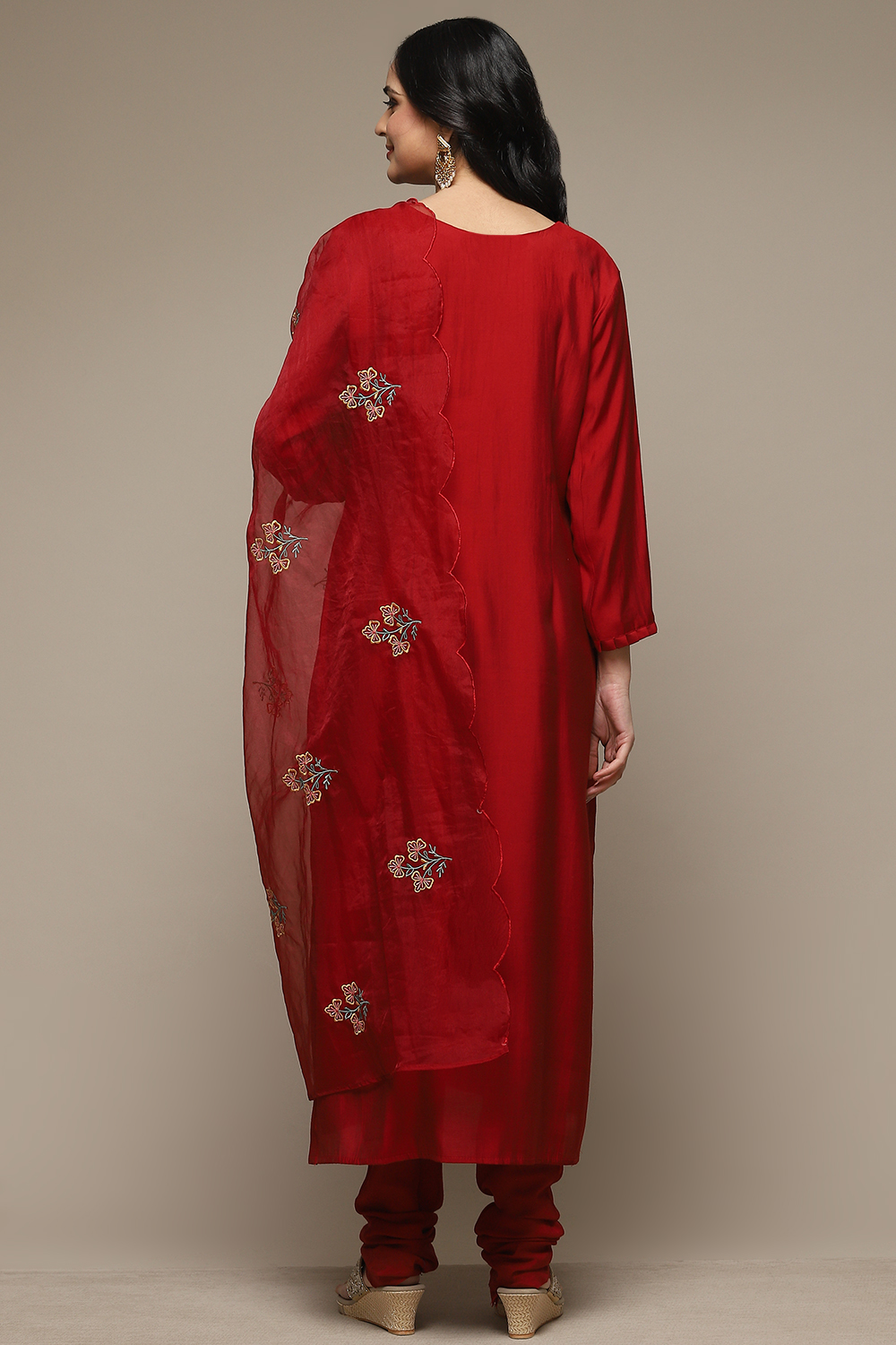 Mustard Art Silk Unstitched Suit Set image number 4