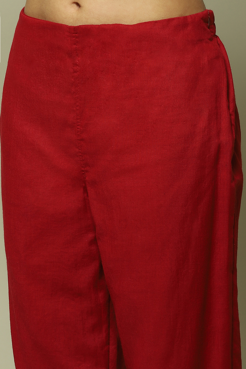 Red Cotton Printed Unstitched Suit Set image number 3