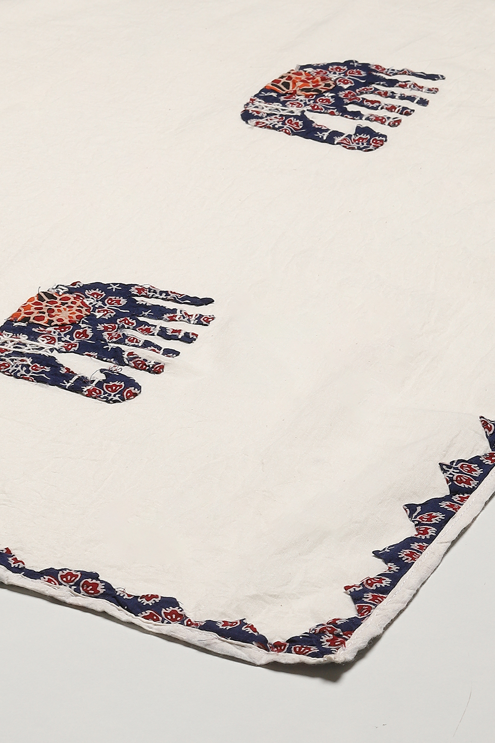 Blue Cotton Hand Block Print Unstitched Suit Set image number 4