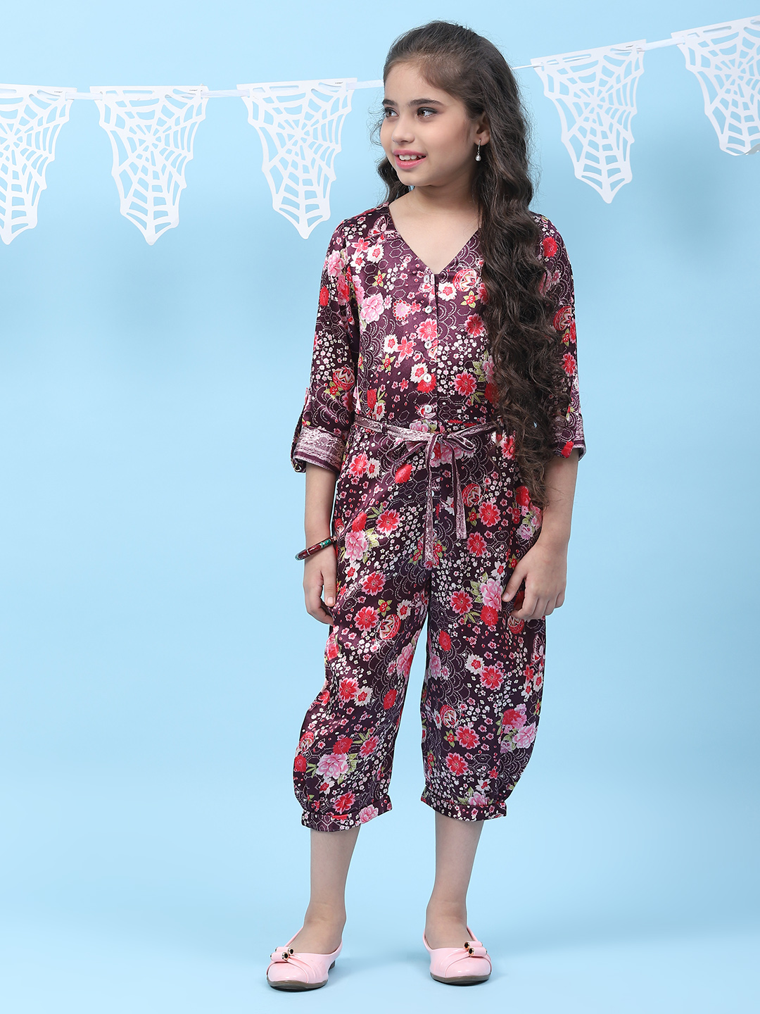 Burgundy Silk Jumpsuit image number 5