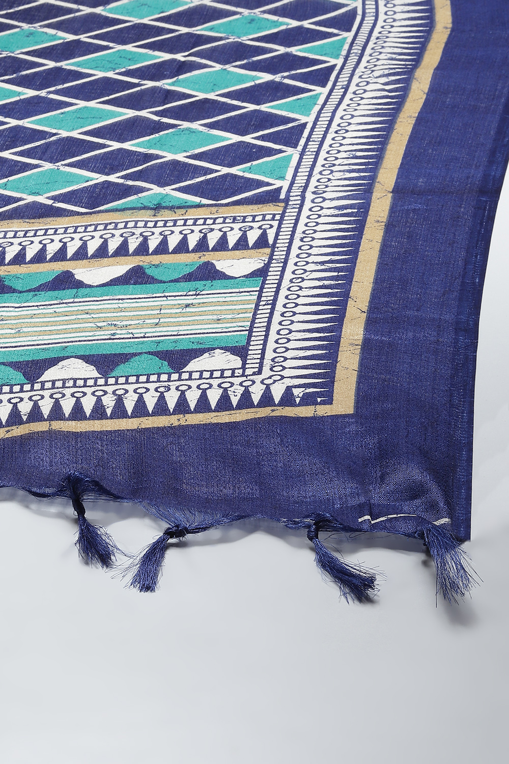 Blue Cotton Machine Embroidered Unstitched Suit Set image number 3