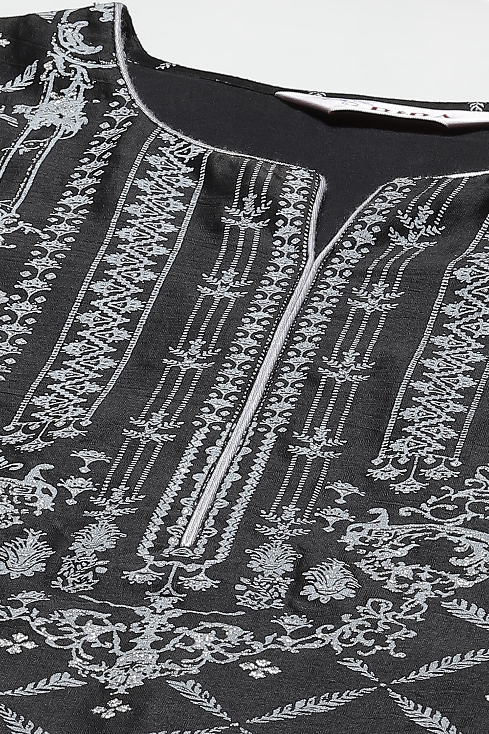 Black Straight Art Silk Kurta Sharara Suit Set image number 1